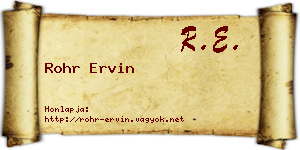 Rohr Ervin névjegykártya